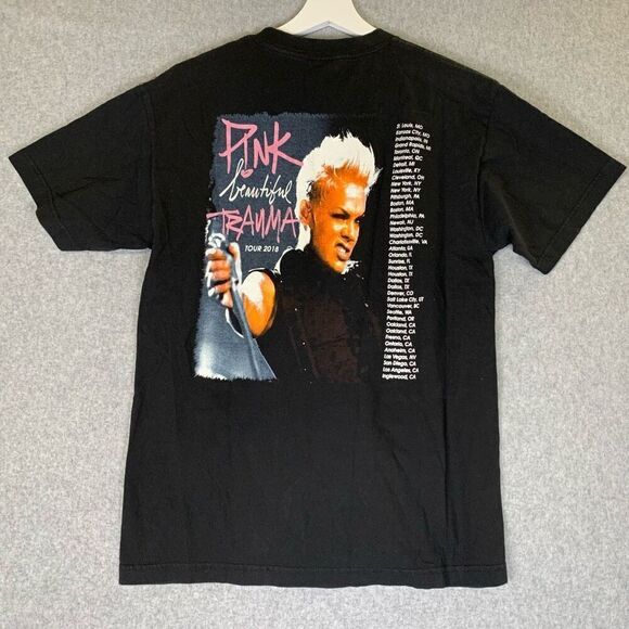 Pink Mens Size Small Trauma Tour Graphic Tee T Shirt Black Short Sleeves - Picture 5 of 7